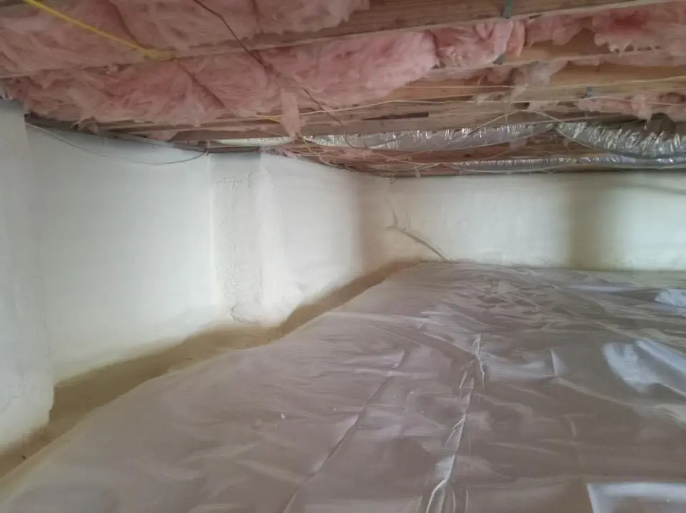 Crawl space encapsulation with closed-cell spray foam for Spray Foam Roofing in Clay